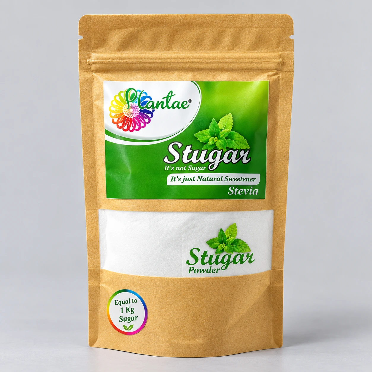Stugar Sugar Free Stevia Powder Sweetener Pouch by Plantae